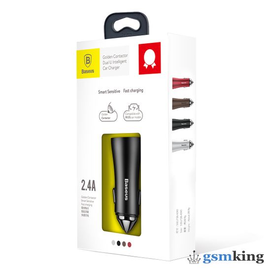 Baseus Golden Contactor Dual U Intelligent Car Charger 2.4A Black CCALL-DZ01
