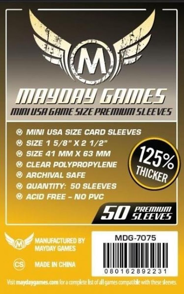 Dark Yellow Label Premium Mini USA Game Size Sleeves 41x63mm 50 Pack (MOQ 2)