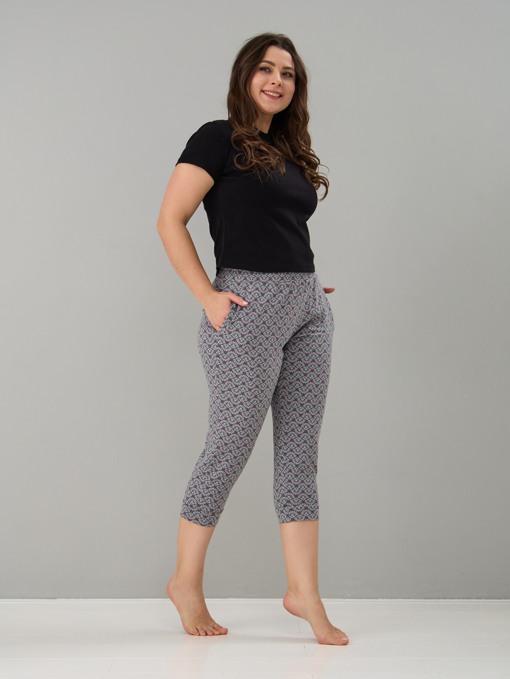 Бриджи Дв-202/кофе-цветочныйорнамент