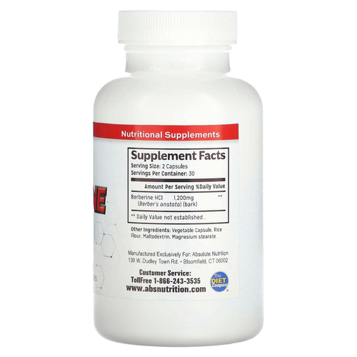 Absolute Nutrition, Берберин, 60 капсул (600 мг в 1 капсуле)
