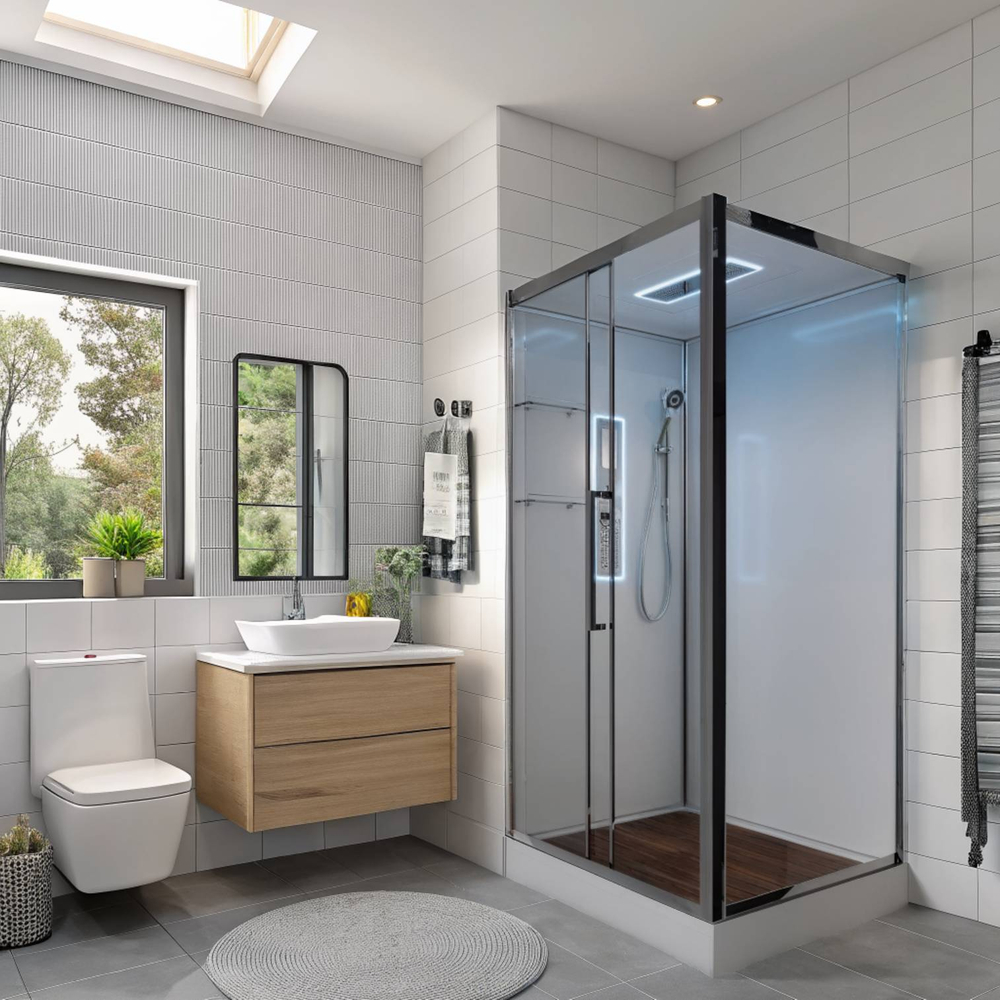 Душевая кабина AvaCan (АваКан) Z2911LED с низким поддоном, с ГМ, с электрикой и LED подсветкой, 110х90х220