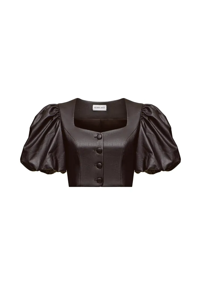 Chanelle, топ из шоколадной экокожи