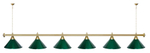 Лампа STARTBILLIARDS 6 пл. (плафоны зеленые,штанга золотая,фурнитура золото)