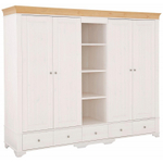 Шкаф 5-ти дверный с 4 глухими дверями и полками «Бейли» белый воск/антик