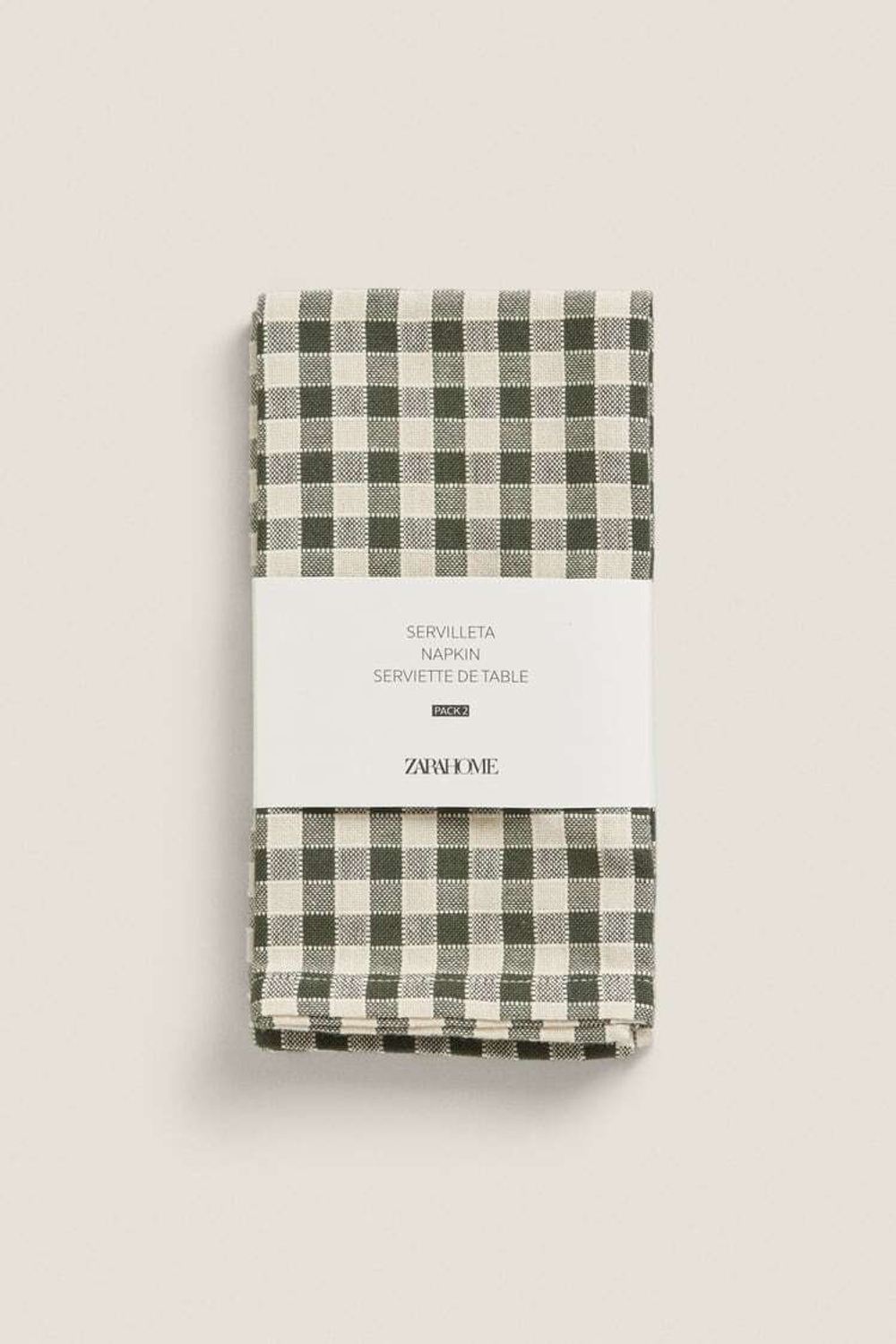 ZARA HOME САЛФЕТКИ ИЗ ХЛОПЧАТОБУМАЖНОЙ ТКАНИ В КЛЕТКУ (УПАКОВКА ИЗ 2 ШТУК), ЗЕЛЕНЫЙ
