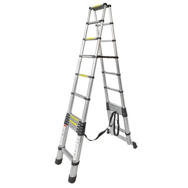 Лестница-стремянка телескопическая алюминиевая двухсекционная (3.5+3.5м,12+12ступенек, max нагрузка 150кг, вес 19.0кг) Forsage F-UP350-2