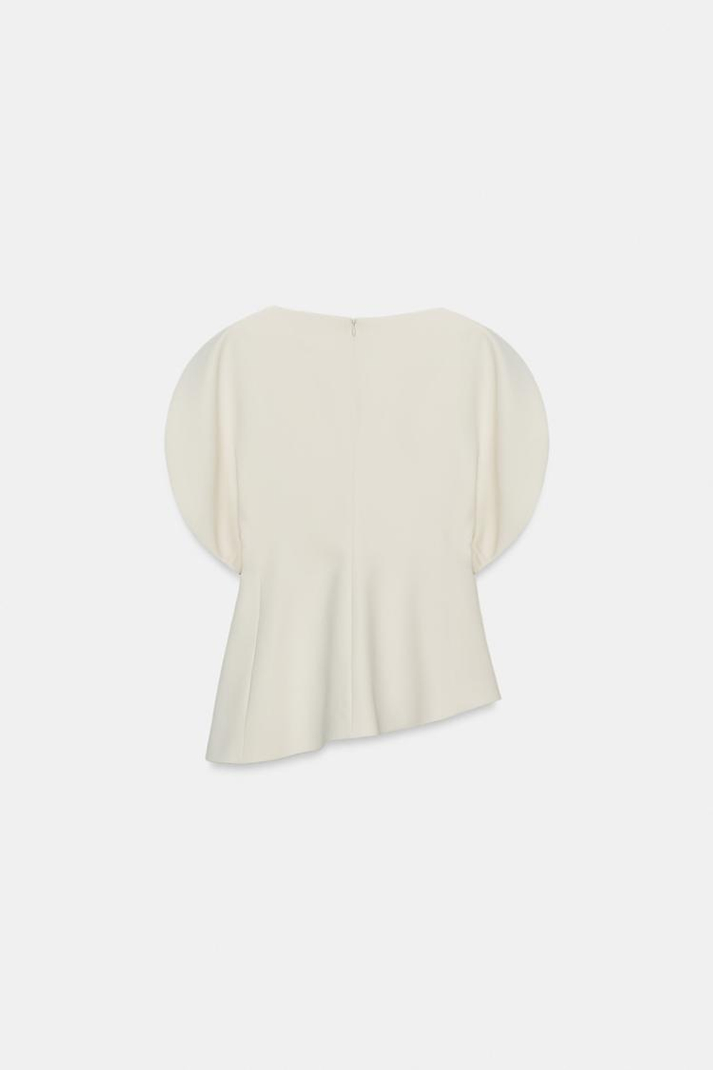 ZARA ТОП С ОБЪЕМНЫМИ РУКАВАМИ — ZW COLLECTION, ЦВЕТ СЛОНОВОЙ КОСТИ