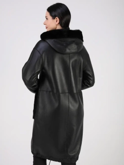 Дубленка зимняя натуральная с капюшоном шуба