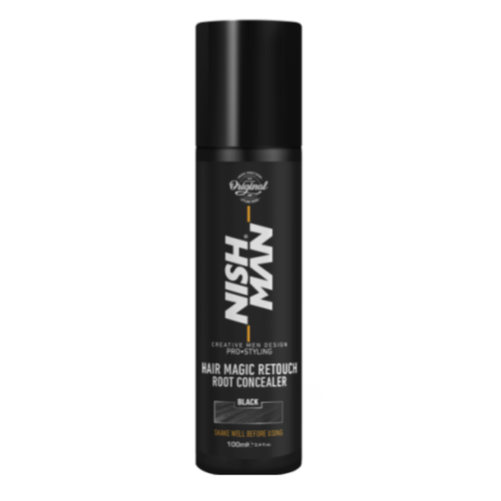 Nishman Hair Magic Retouch Root Concealer "Black" - Спрей для маскировки седины ЧЕРНЫЙ 100 мл