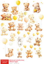 Трансфер переводной - декаль для свечей и гипса мишки Тедди 008