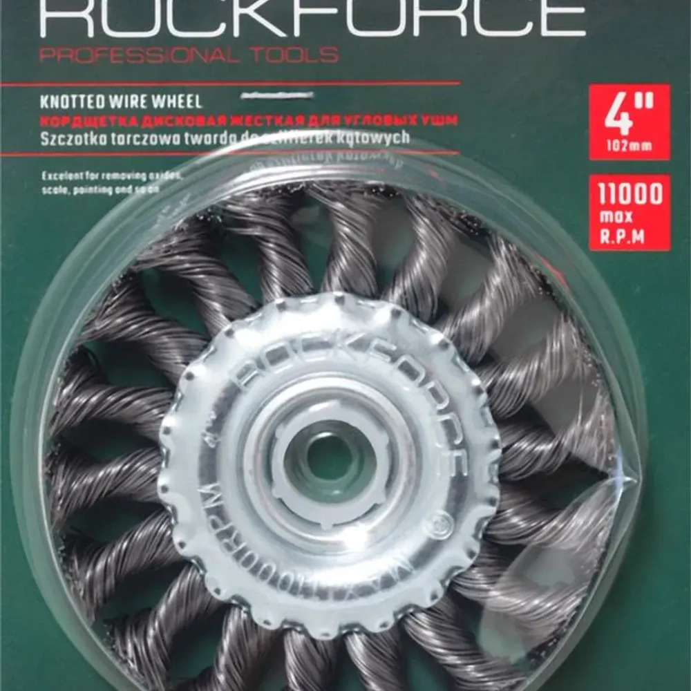 Кордщетка дисковая стальная витая для УШМ 100мм, в блистере RockForce##Rock FORCE RF-BWF104