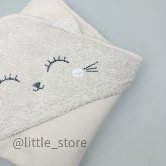 Полотенце махровое/хлопковое "Котенок" бежевое