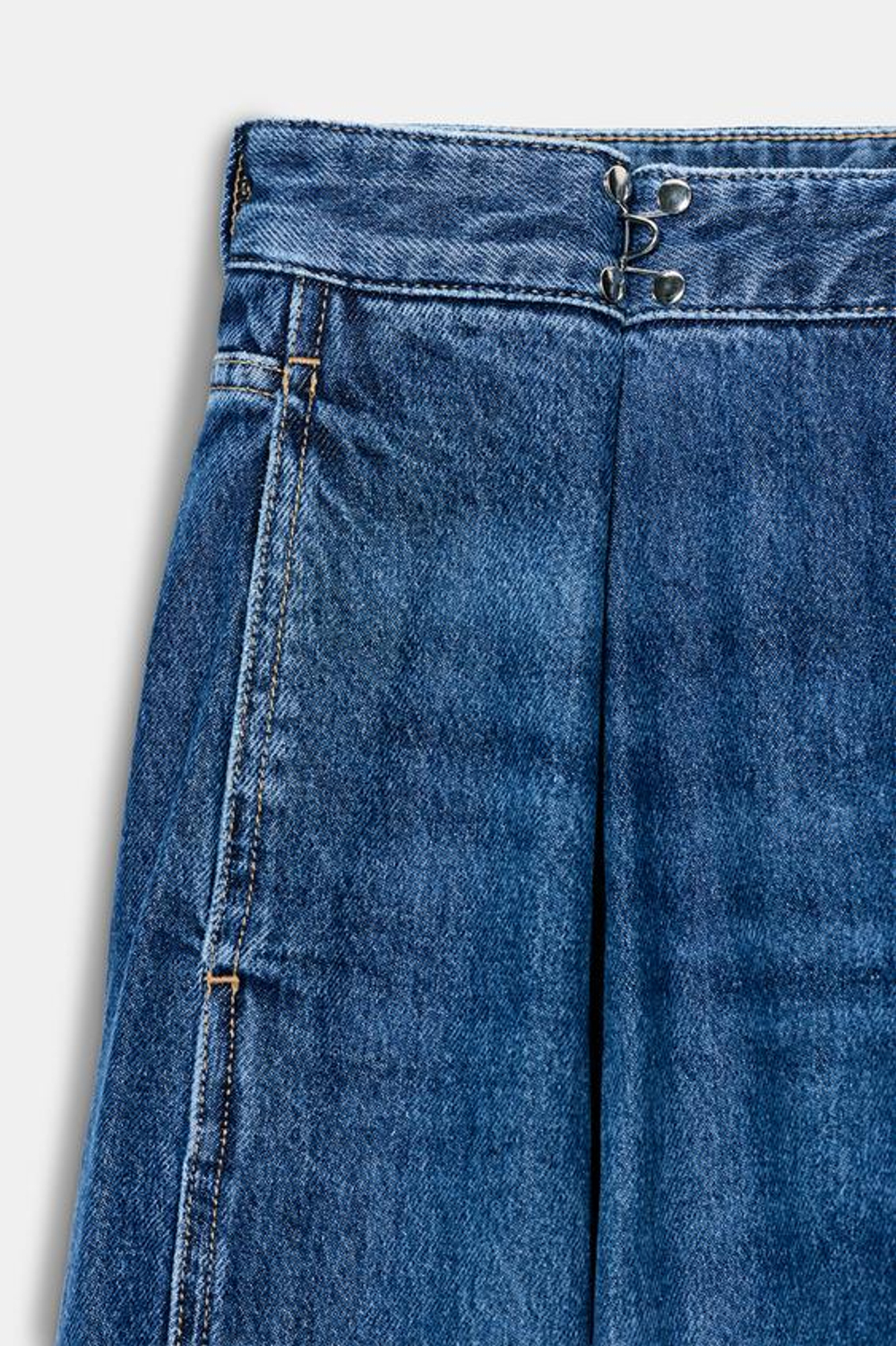 ZARA ДЖИНСЫ Z1975 СВОБОДНОГО КРОЯ С ВЫСОКОЙ ПОСАДКОЙ И КРЮЧКАМИ, ВЫЦВЕТШИЙ СИНИЙ