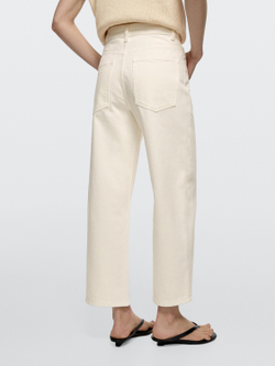 Massimo Dutti Укороченные джинсы средней посадки с широкими штанинами, экрю