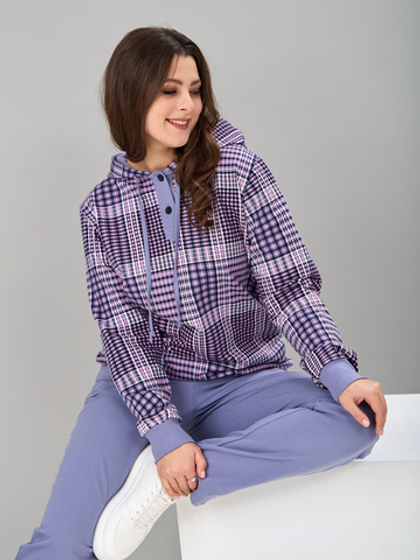 Костюм с брюками КБ-77/клеткасерая-брусника