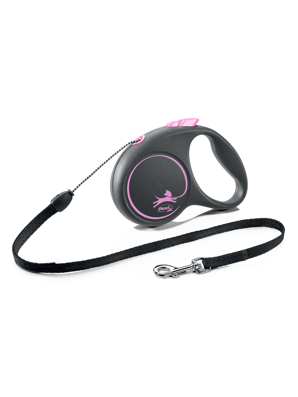 Flexi Black Design рулетка,S (до 12 кг), трос, черный/розовый, 5м
