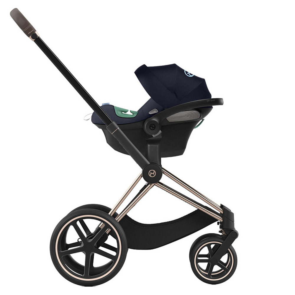 Коляска 3 в 1 Cybex Priam IV Rosegold complete и автокресло Aton S2 i-Size Ocean Blue Peach Pink