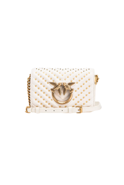 MINI LOVE BAG CLICK CHEVRON STUDS – white+white-antique gold