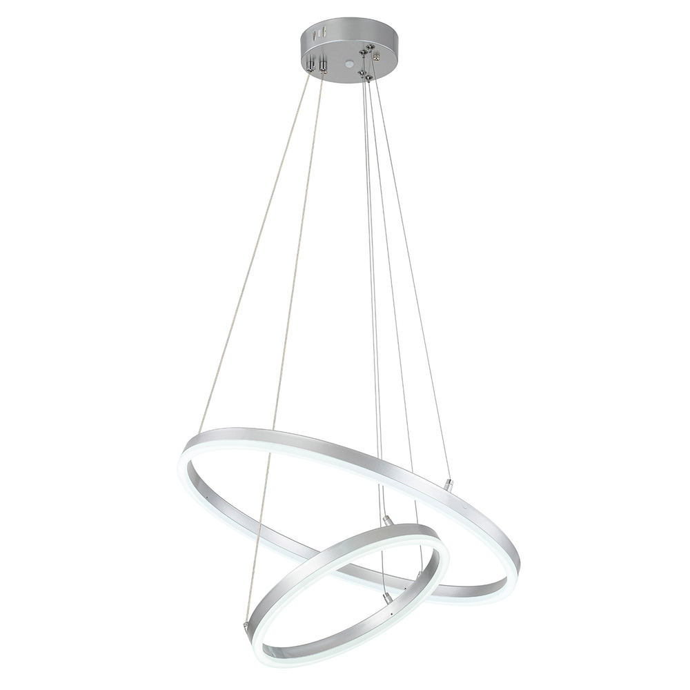 Подвесной светодиодный светильник 66Вт, 4816Лм, 3000-6500К, Ra>80, плавная регулировка мощности, изменение цветовой температуры, ночник, управление со смартфона, металл/акрил, серебро