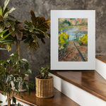 Картина авторская акварельная в паспарту 30х40 см на стену для интерьера "Ореховно"