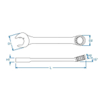 Набор комбинированных трещоточных ключей, 8-19 мм, чехол из теторона, 11 предметов KING TONY 14111MRN