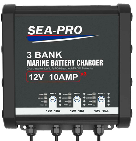 Зарядное устройство Sea-Pro TE4-0333В (3х12В AGM, LEAD-ACID, LiFePo4- нижний выход)