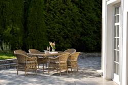 "Амароне" обеденная группа из искусственного ротанга на 6 персон, цвет соломенный
