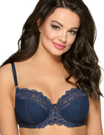 Соблазнительный бюстгальтер на косточках с боковыми поддержками (Размер: 100C) (Цвет: темно-синий)