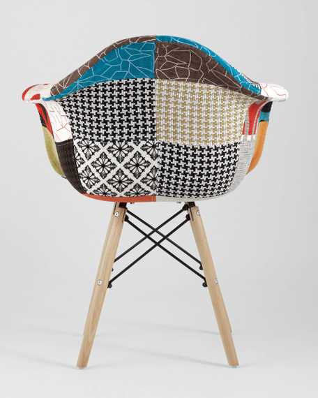 Eames DSW обивка тканевая в стиле пэчворк, ножки из массива бука