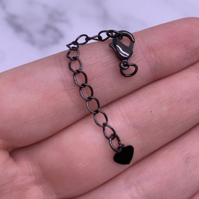 2058ус Карабин 12 мм, черненое серебро с удлинителем сердечко