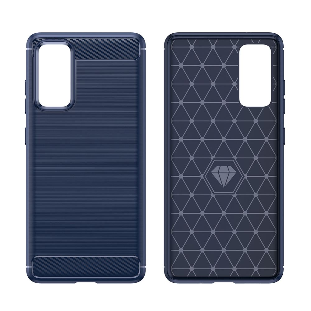 Темно синий защитный чехол в стиле карбон на Samsung Galaxy S20 FE (Fan Edition), серия Carbon от Caseport