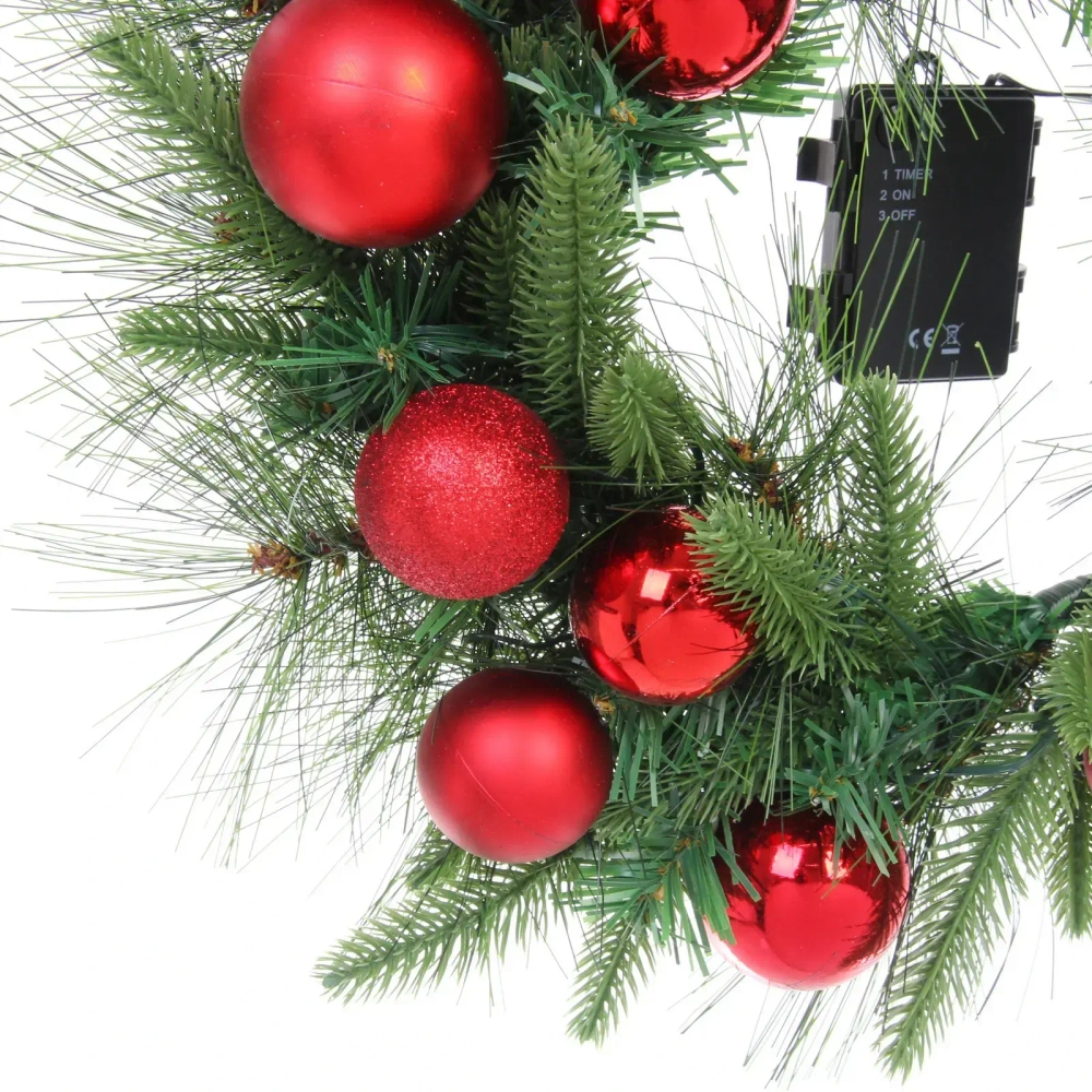 Венок хвойный «Сказочное чудо» d-40 см, ПВХ, литой ПВХ, Красный