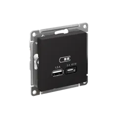 Розетка USB AtlasDesign тип A+C 45Вт QC PD высокоскор. ЗУ механизм карбон SE ATN001029