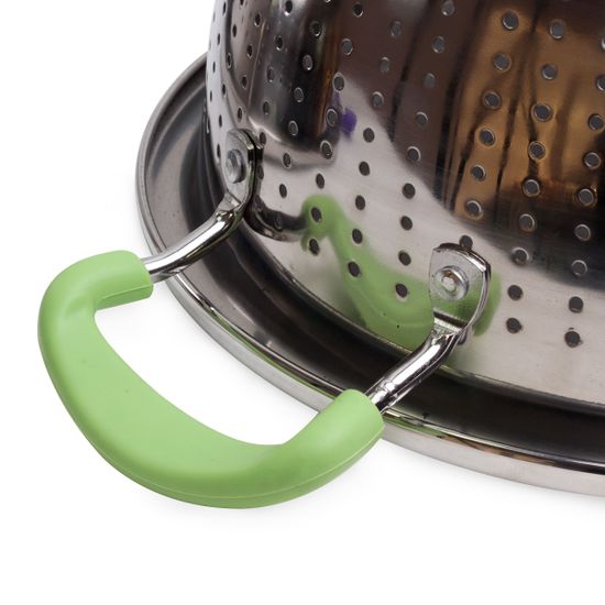 Дуршлаг 26 см. из нержавеющей стали Kamille KM 4359 с двумя силиконовыми ручками