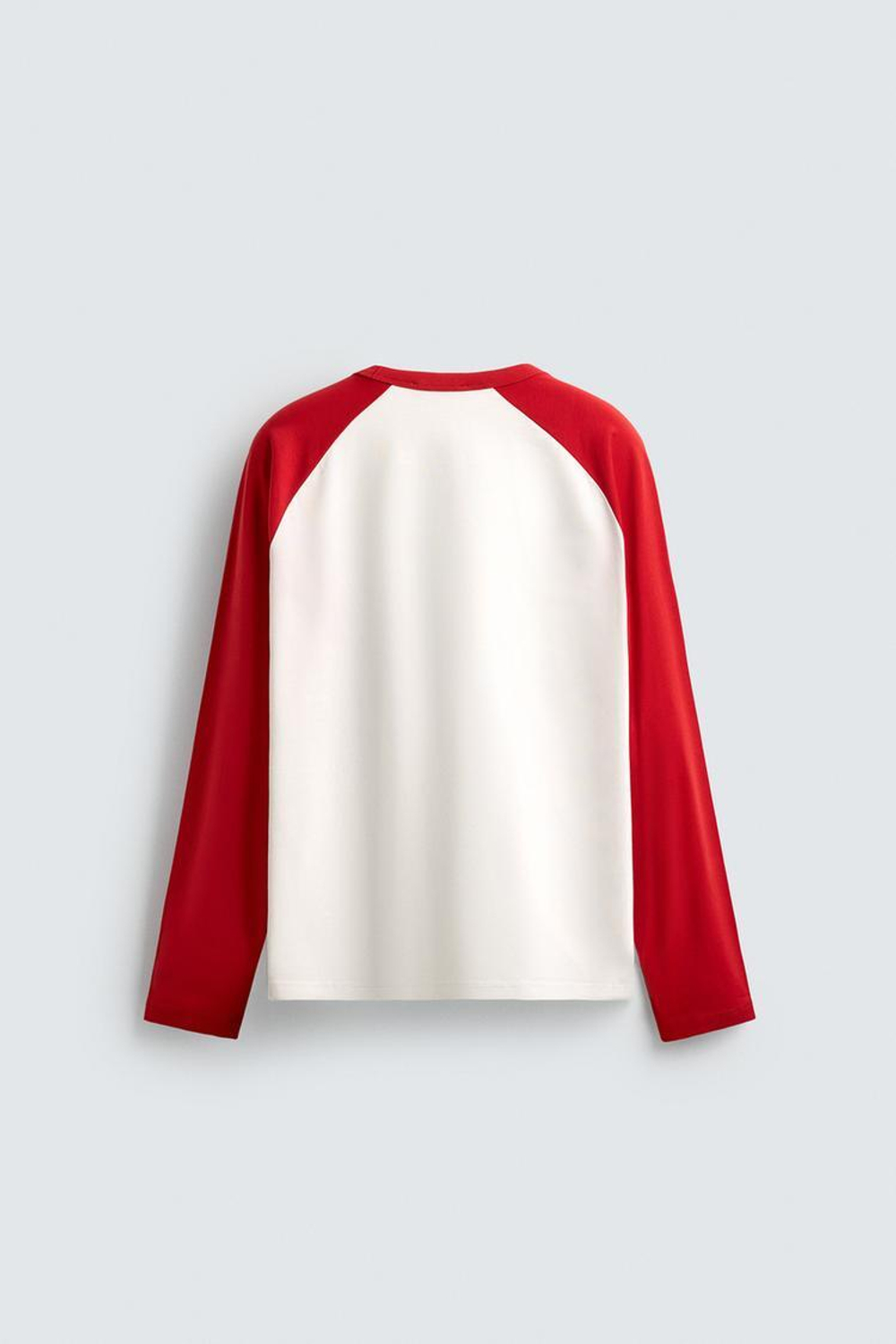 ZARA ФУТБОЛКА С ЦВЕТОВЫМИ БЛОКАМИ И РУКАВОМ РЕГЛАН, ЭКРЮ/КРАСНЫЙ