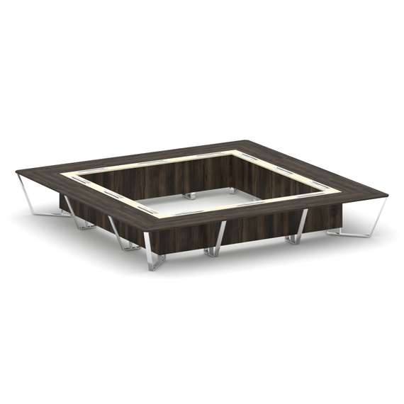 Steel Meet Стол переговорный квадратный MM-PR.B.SP-24K Дуб Мали/Ваниль Глянец/Нержавеющая Сталь/Хром