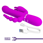 Лиловый вибратор для тройной стимуляции Cammy - 22,2 см. (Цвет: лиловый)