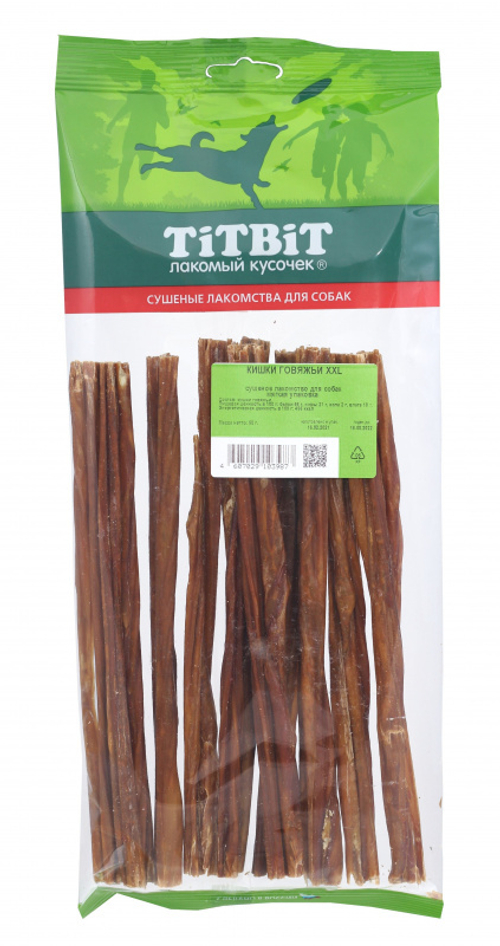 TitBit лакомство для собак Кишки говяжьи мягкая упаковка XXL 60 гр.