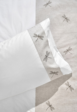 Постельное белье 1.5 спальное Luxberry Вечерние стрекозы белое с вышивкой