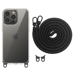 Прозрачный чехол с толстым шнурком черного цвета для смартфона iPhone 15 Pro Max