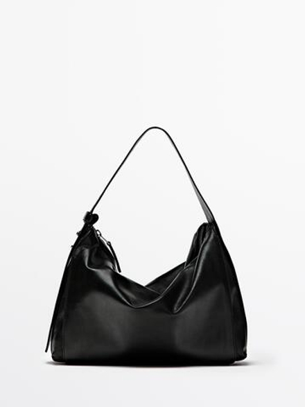 Massimo Dutti Сумка через плечо из кожи наппа, черный