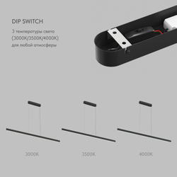 Светильник подвесной RAYLINE, 30 Вт, 3000–4000К, L1200?H1500 мм, металл, черный, свет вверх/вниз