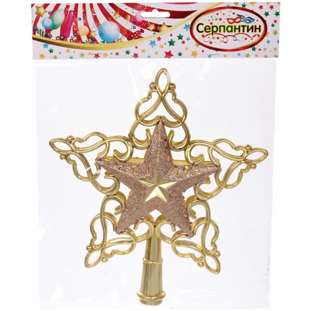 Звезда на ёлку «Кружево» 20*22 см, Шампань