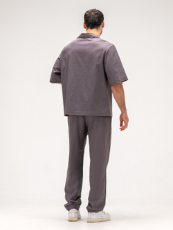 Костюм мужской льняной. Рубашка с брюками. Графит