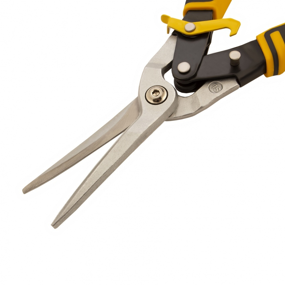 Ножницы по металлу, 315 мм, прямой проходной рез, сталь-CrMo, трехкомпонентные рукоятки Denzel