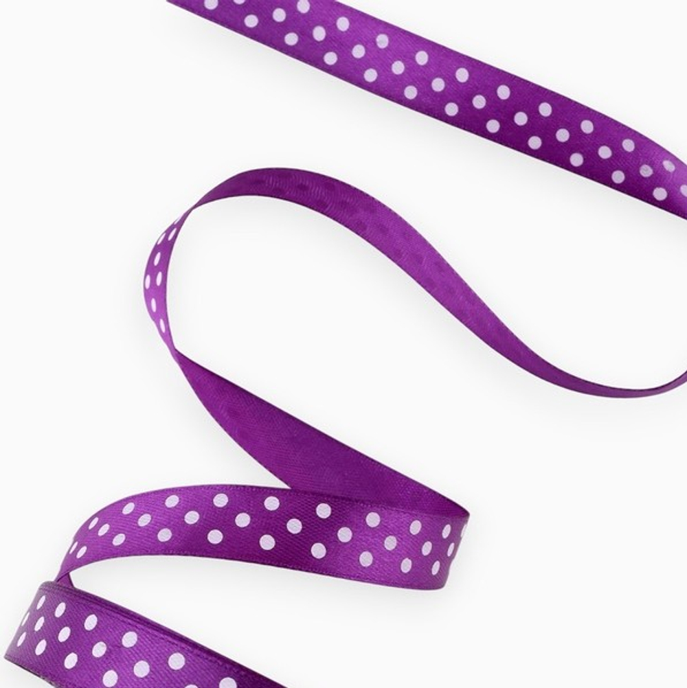 Атласная лента в горошек 25 мм
