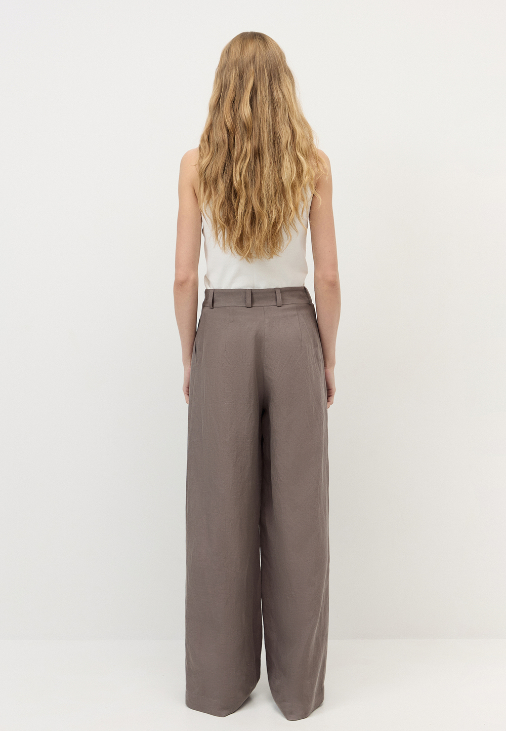 Брюки палаццо из смесового льна
