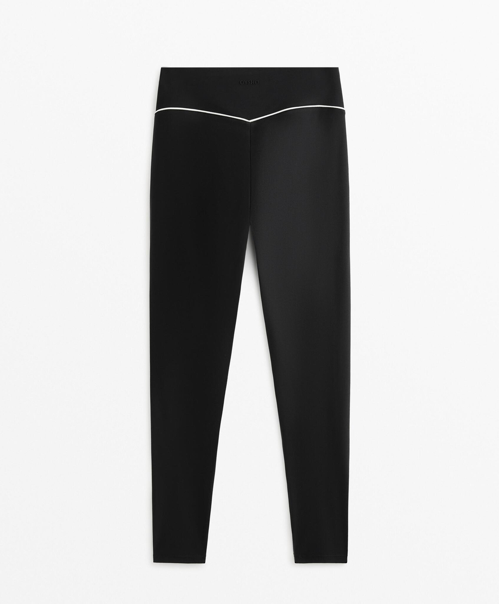 OYSHO Легинсы Comfortlux с высокой талией и окантовкой длиной 65 см до щиколотки, черный