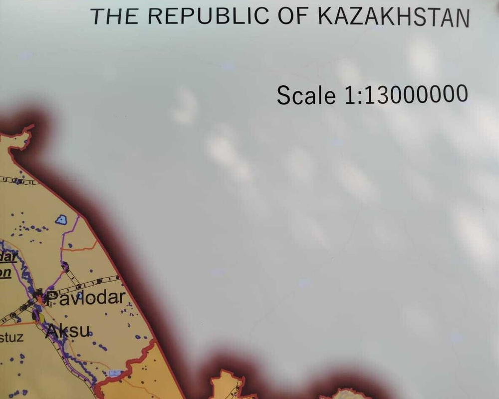 "The Republic of Kazakhstan", с 17 областями + 3 обл. города, Размер 150*250 см. 2024 г. англ.яз