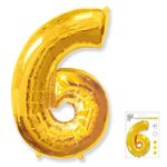 Шар (40"/102 см) Цифра "6" Золото в упаковке / Six